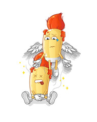 paintbrush spirit leaves the body mascot. cartoon vector