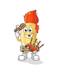 paintbrush scottish with bagpipes vector. cartoon character