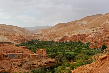Fototapeta na wymiar Valley in Atlas Mountains, Morocco, Northern Africa 