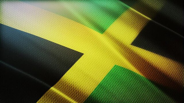 Jamaica flag is waving 3D animation. Jamaica flag waving in the wind. National flag of Jamaica. flag seamless loop animation. 