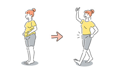 ダイエット　ビフォーアフター　女性　シンプル　イラスト