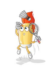 paintbrush smash at badminton cartoon. cartoon mascot vector