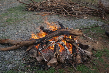 Campfire at the Goyder Line South Australia.