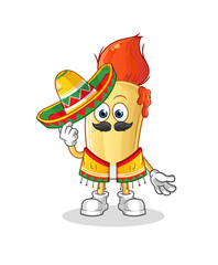 paintbrush Mexican culture and flag. cartoon mascot vector