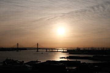 みなとみらいの朝焼け