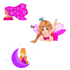 beautiful cute cartoon amazing fashion Hand drawn beautiful cute romantic redhead curly girls hair blowing pink pink cute girl girl with star smile flower hair romantic look