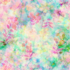 Obraz na płótnie Canvas Tie Dye Floral Branch Pattern 