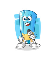 coloring pencil tv reporter cartoon. cartoon mascot vector