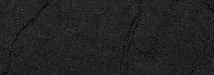 Panorama of Dark grey black slate background or texture. Black granite slabs background - obrazy, fototapety, plakaty