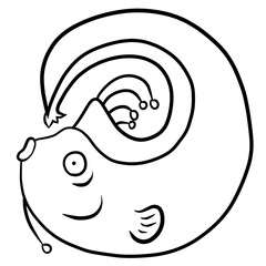 リュウグウノツカイのイラスト　線画