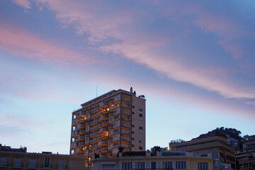 Fototapeta na wymiar city at sunset with clouds