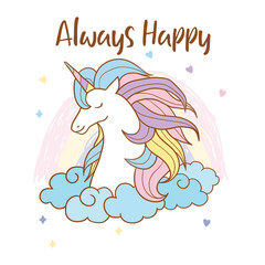 vector illustration of cute unicorn