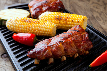 Grilled Pork Ribs On Griddle