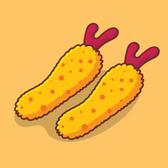 crispy shrimp isolated cartoon vector illustration in flat style