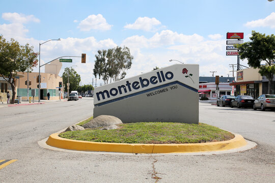 March 12, 2021 - Montebello, California: Montebello Welcome Sign.