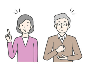 Fototapeta premium 思いつくポーズのシニア夫婦