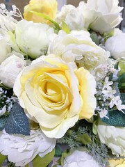 close up beautiful fabric rose flower
