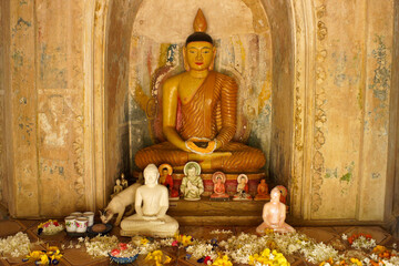 Buddha images at Gangarama Mahavihara Buddhist temple, Hikkaduwa, Sri Lanka