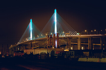 view of the bridge in Long Beach - obrazy, fototapety, plakaty