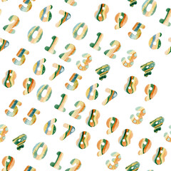 Background of numbers. from zero to nine. Numbers texture. Currency symbols. Numerology. Mathematical equations and formulas