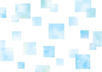 水彩テクスチャのタイルが並んだ抽象背景　青
