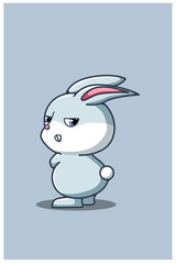 A little cute baby rabbit angry cartoon illustration