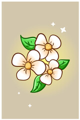 Spring flower blossom cartoon illustration