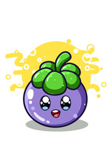 A cute and happy fruit cartoon illustration