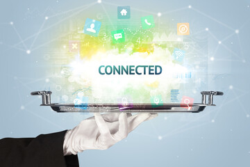 Waiter serving social networking