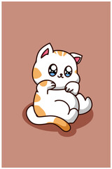 A cute and happy baby cat, animal cartoon illustration