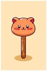 A bear ice cream stick cartoon illustration
