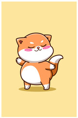 Cute and funny fat cat animal cartoon illustration