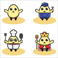 Vector illustration of cute Egg cartoon set. Egg cartoon set. Good for icon, logo, label, sticker, clipart.
