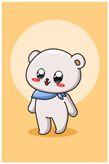 Cute and happy white bear design character animal cartoon illustration