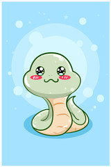 Cute and funny baby snake animal cartoon illustration