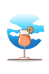 Sweet orange juice cartoon illustration