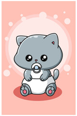 Cute and funny baby cat cartoon illustration