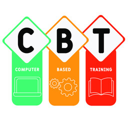 CBT - Computer Based Training  acronym. business concept background.  vector illustration concept with keywords and icons. lettering illustration with icons for web banner, flyer, landing page