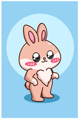 Cute and happy brown rabbit design character animal cartoon illustration