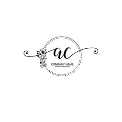 AC Beautiful initial handwriting logo template