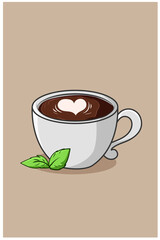 A cup of cappuccino coffee icon cartoon illustration