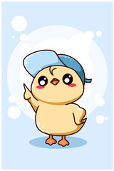 Cute and happy little duck cartoon illustration