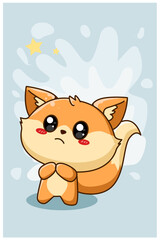 Cute and happy little fox cartoon illustration