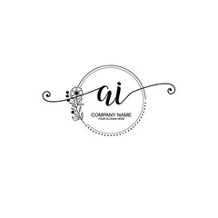 AI beautiful Initial handwriting logo template