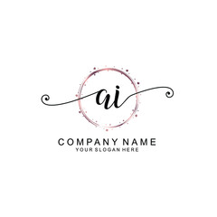 AI beautiful Initial handwriting logo template
