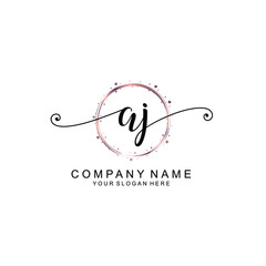 AJ beautiful Initial handwriting logo template