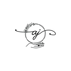 AJ beautiful Initial handwriting logo template