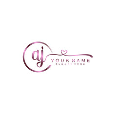 AJ beautiful Initial handwriting logo template