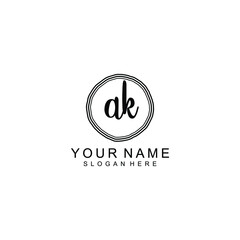 AK beautiful Initial handwriting logo template