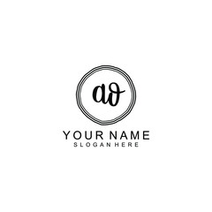 AO beautiful Initial handwriting logo template